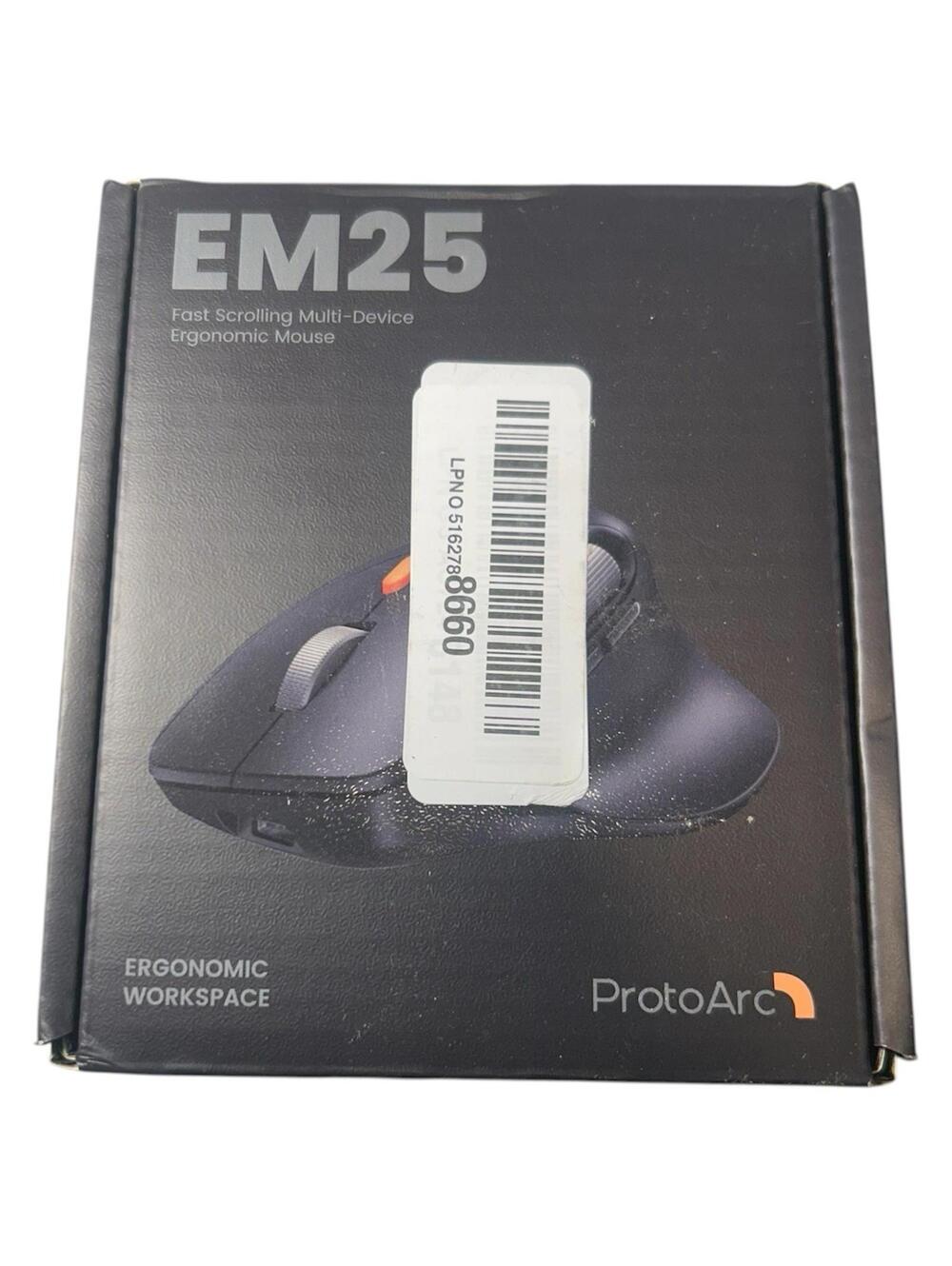 ProtoArc Ergonomic Bluetooth Mouse, EM25 USB Wireless Mouse Black - New Open Box